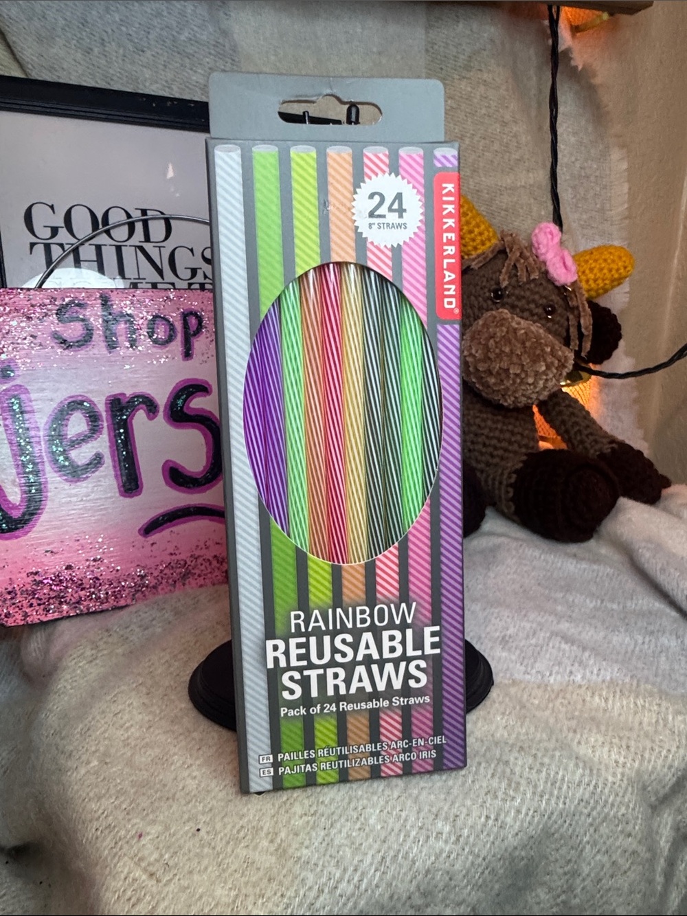 Kikkerland Rainbow Reusable Straws - Multicolor Pack